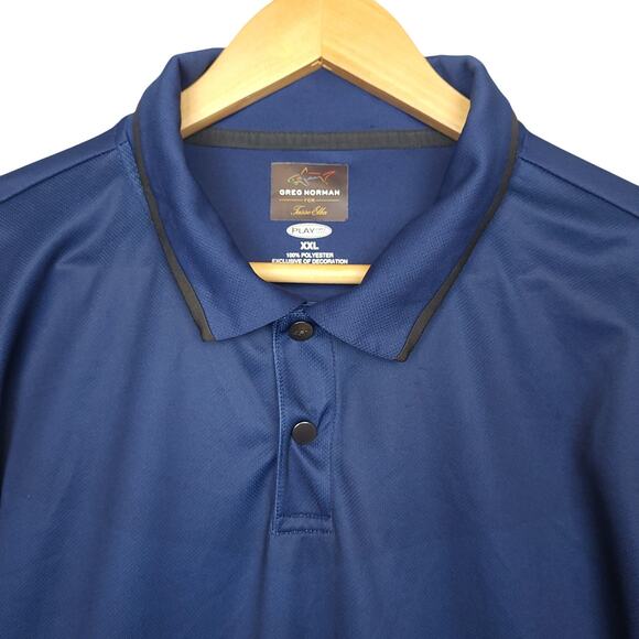 Greg Norman for Tasso Elba Men's Golf Polo XXL Play Dry Snap Button Blue - Picture 3 of 10